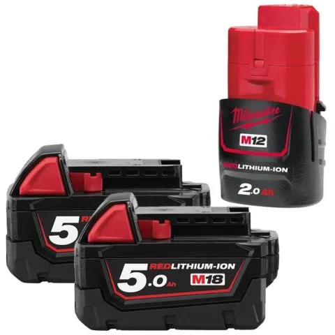 Snabb leverans M18 B5 18V Milwaukee Batteri 2-pack 5,0Ah, med 1 st M12 B2